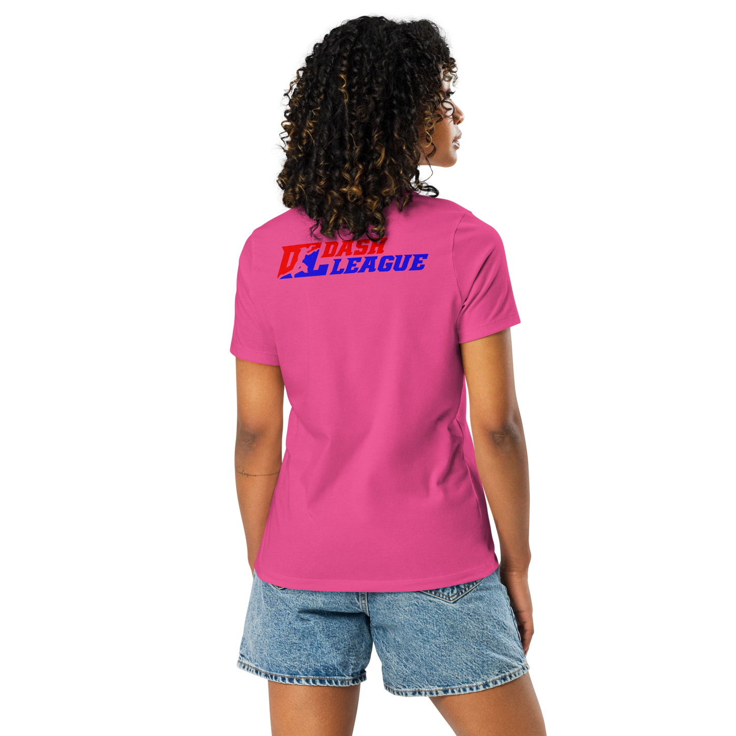 T-shirt décontracté pour femme avec logo DL à contour blanc (devant + dos)