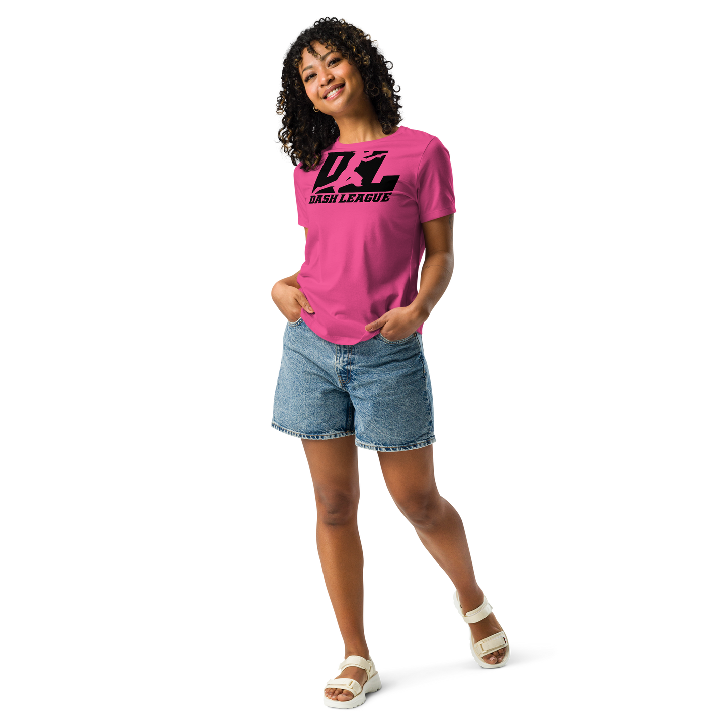 Camiseta holgada para mujer con logotipo DL en color negro