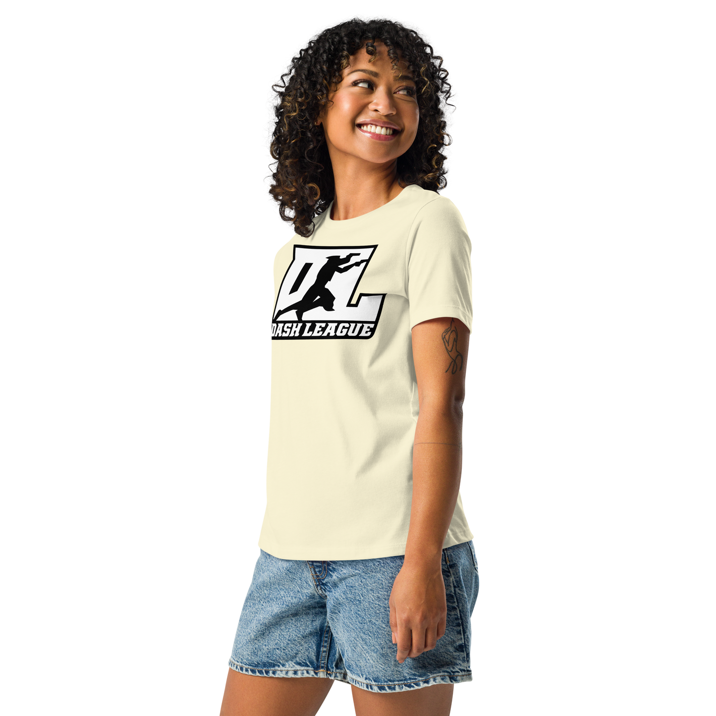 T-shirt décontracté pour femme blanc avec logo DL à contour noir