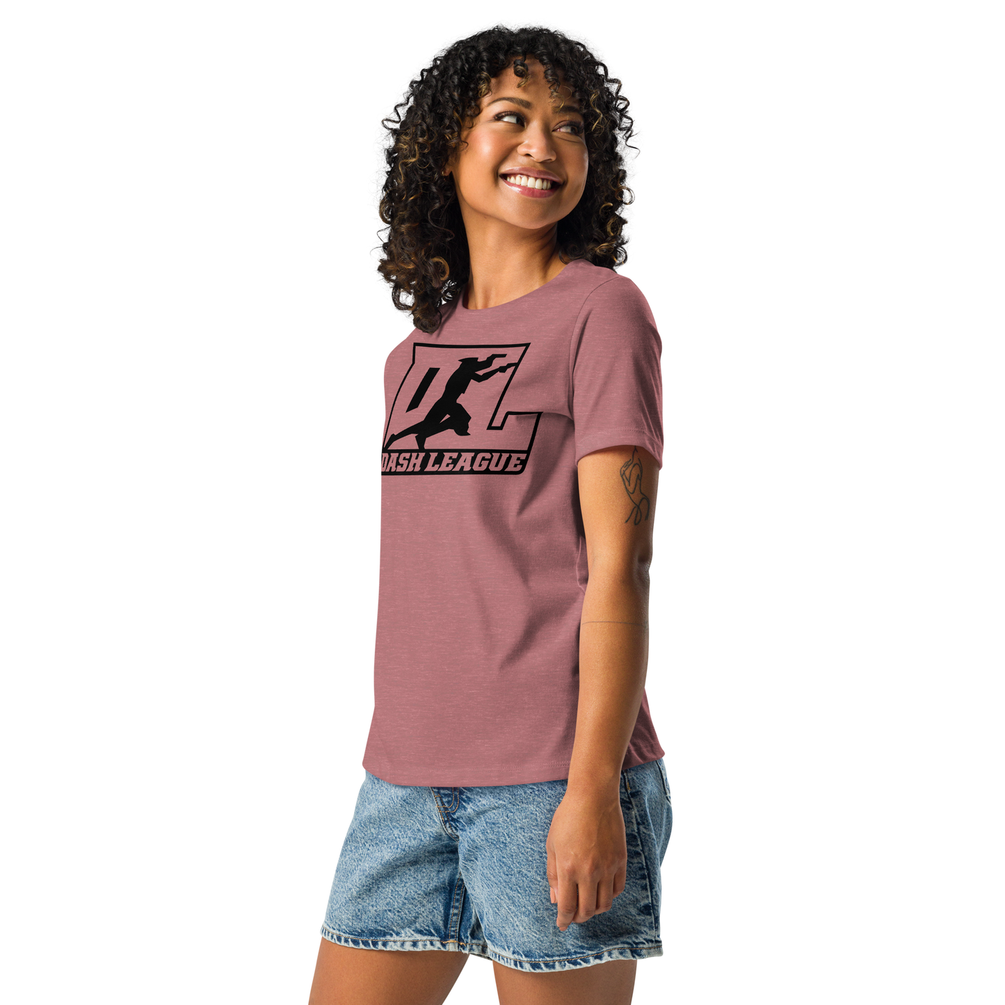 Camiseta holgada para mujer con logotipo DL en contorno negro