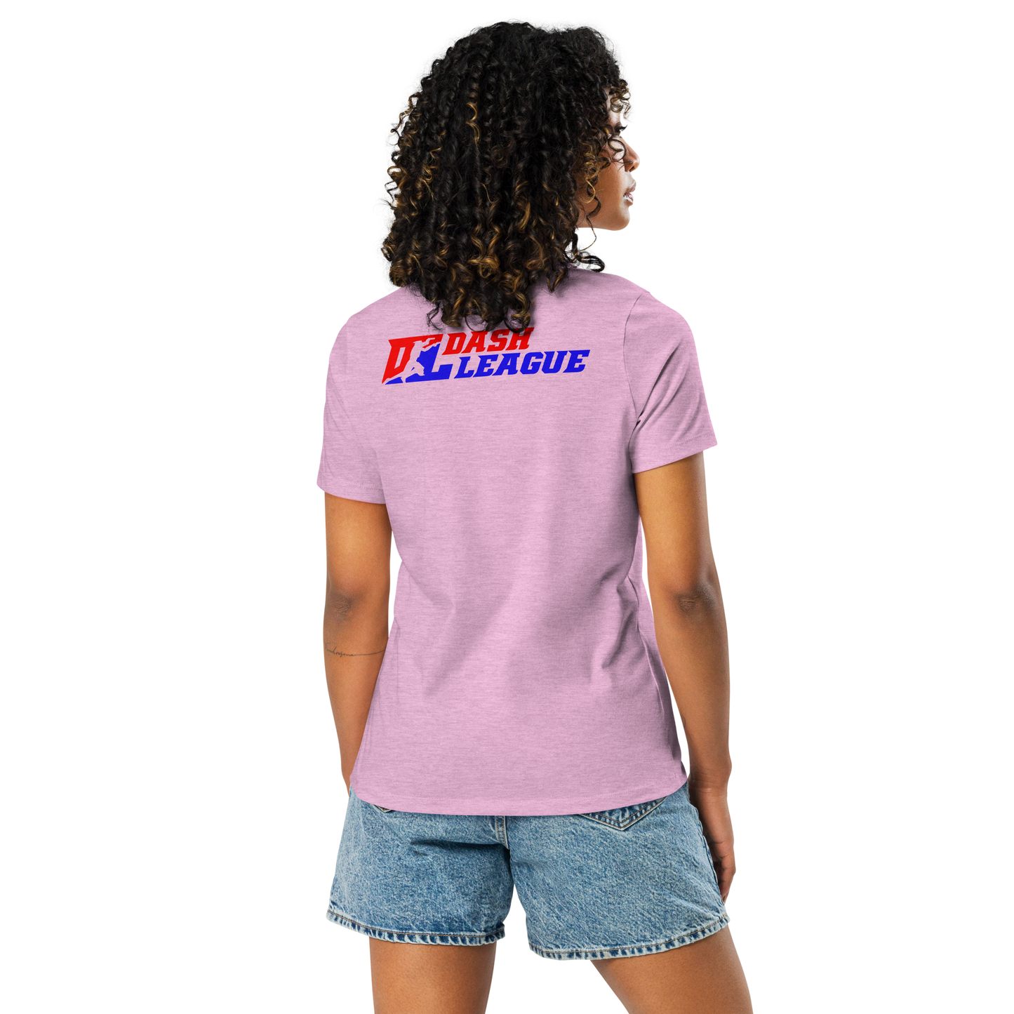 T-shirt décontracté pour femme avec logo DL à contour blanc (devant + dos)