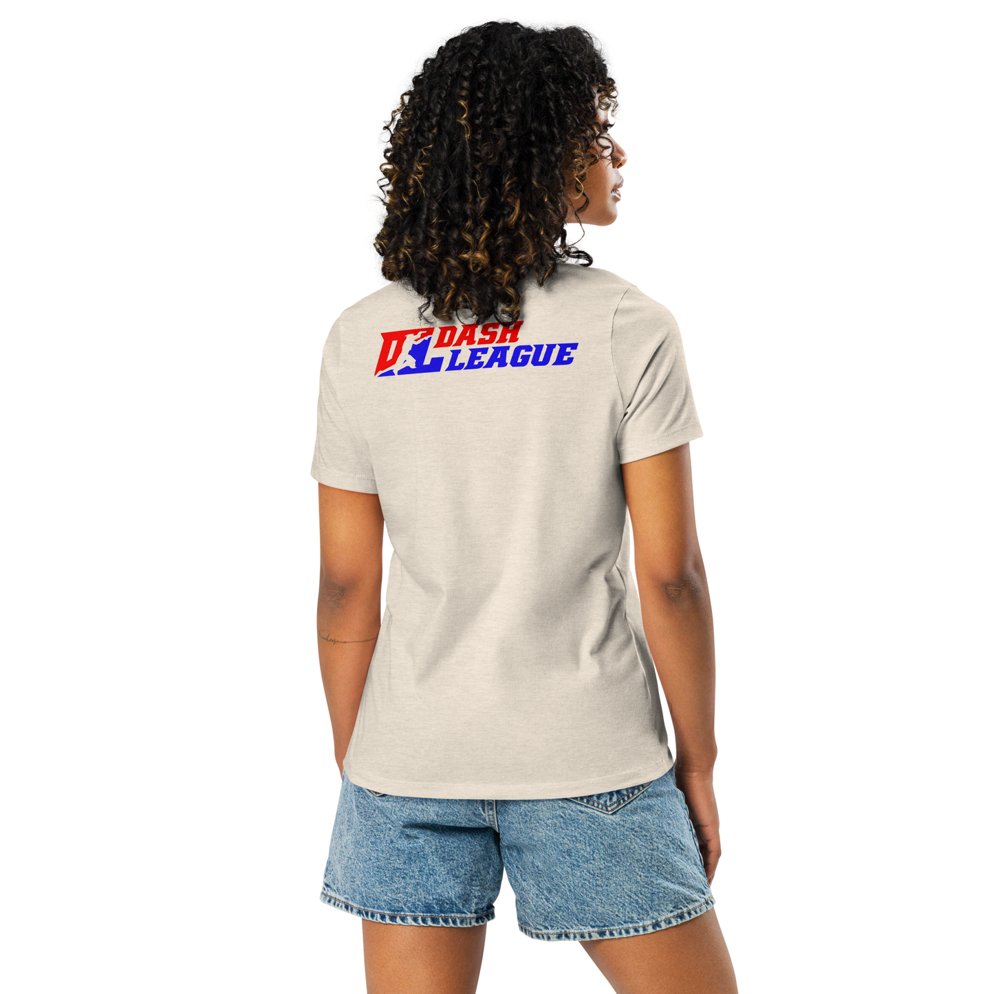 T-shirt décontracté pour femme avec logo DL à contour blanc (devant + dos)