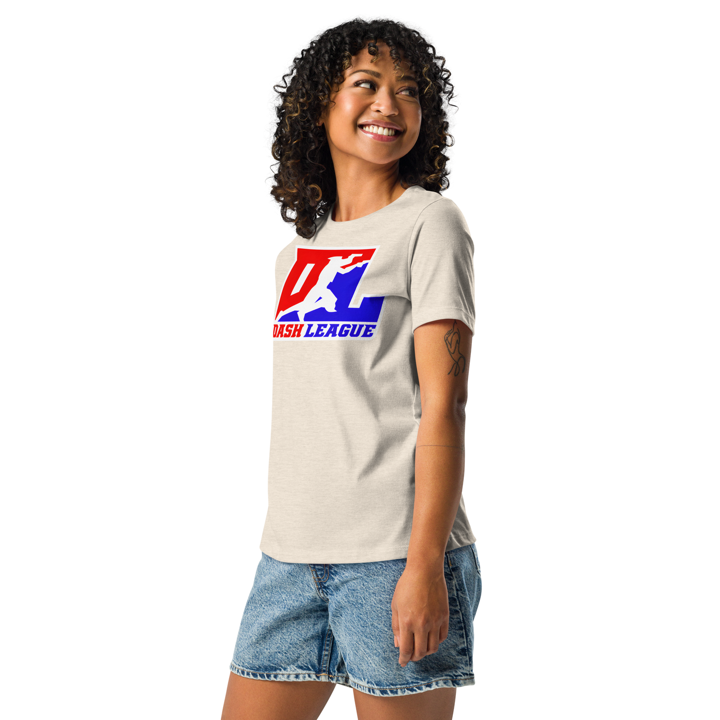 T-shirt décontracté pour femme avec logo DL à contour blanc (devant + dos)