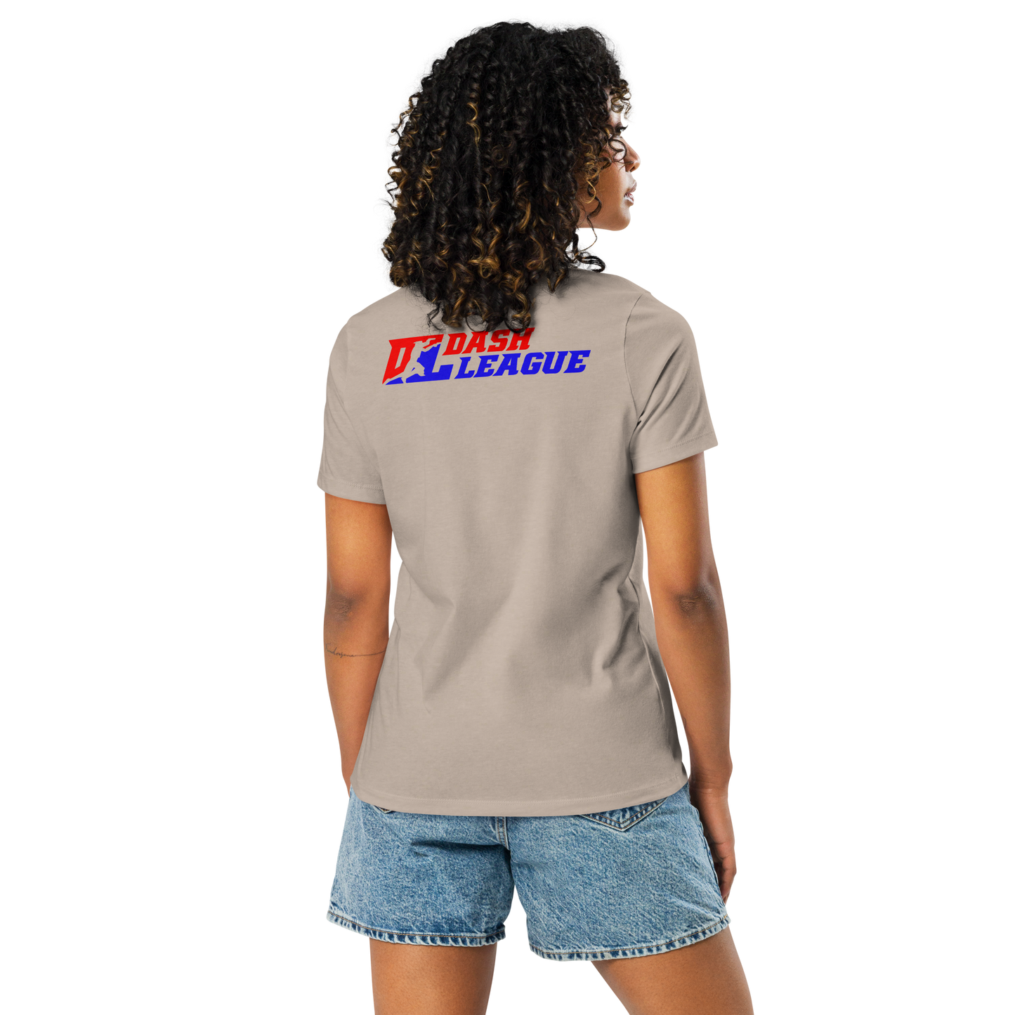 T-shirt décontracté pour femme avec logo DL à contour blanc (devant + dos)