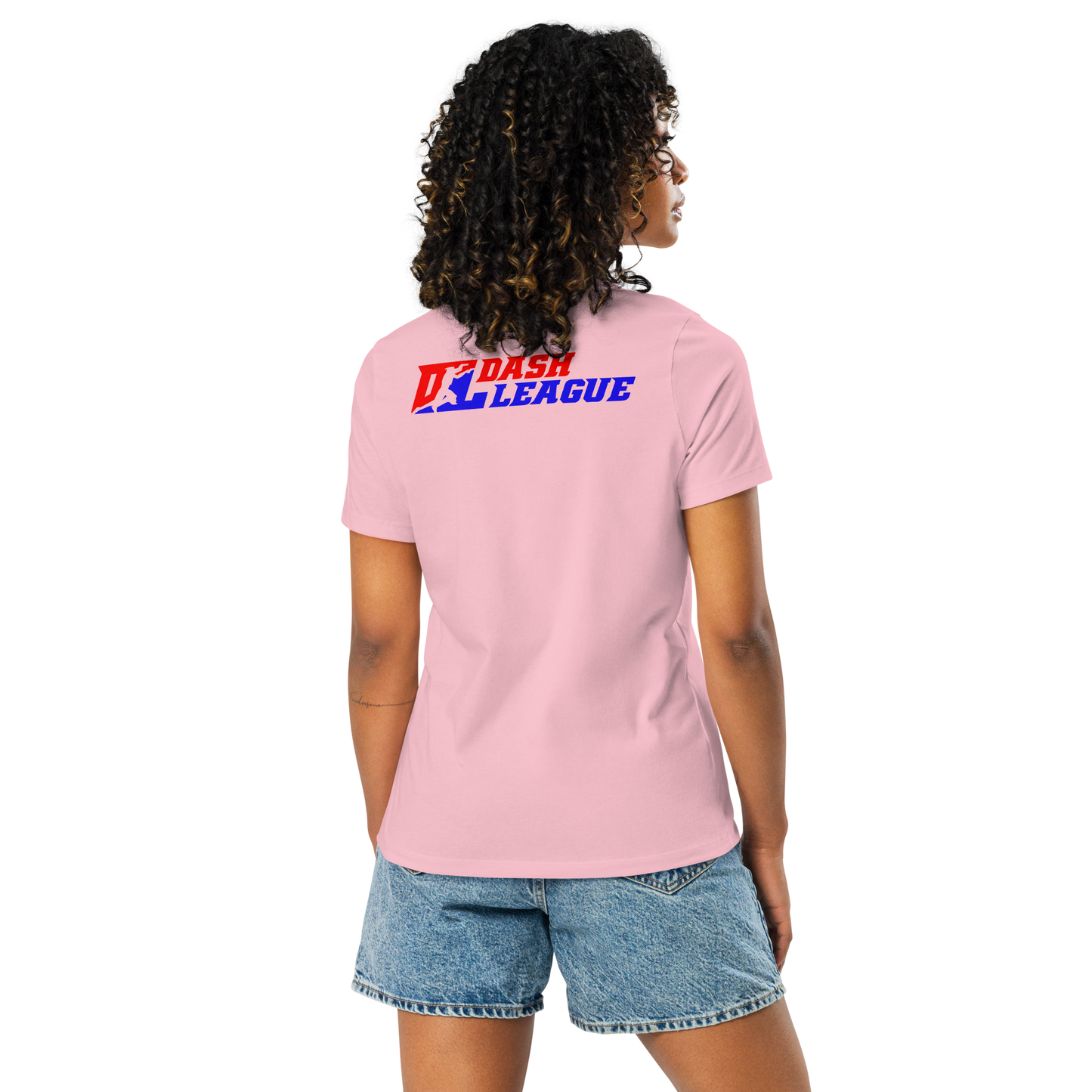 T-shirt décontracté pour femme avec logo DL à contour blanc (devant + dos)