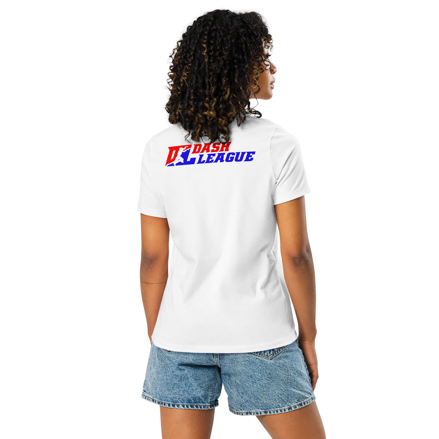 T-shirt décontracté pour femme avec logo DL à contour blanc (devant + dos)